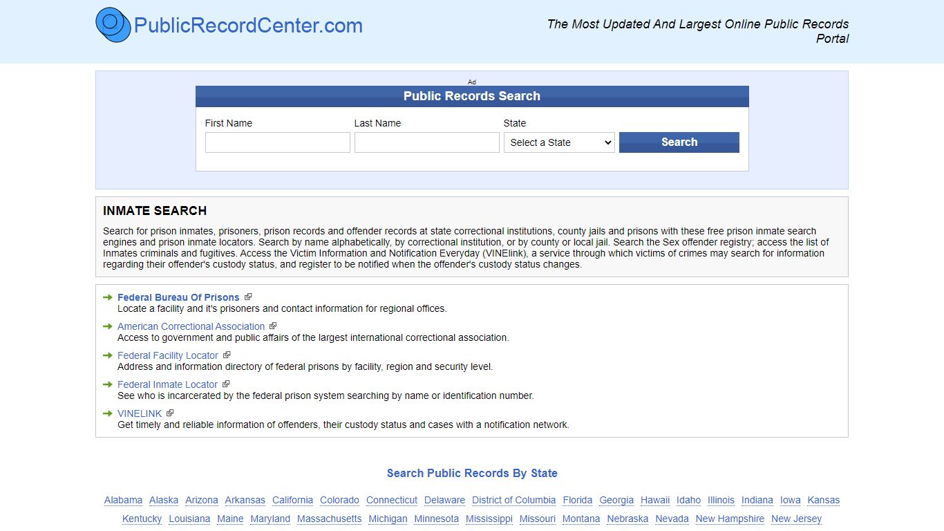Free Inmate, Prisoner and Offender Search